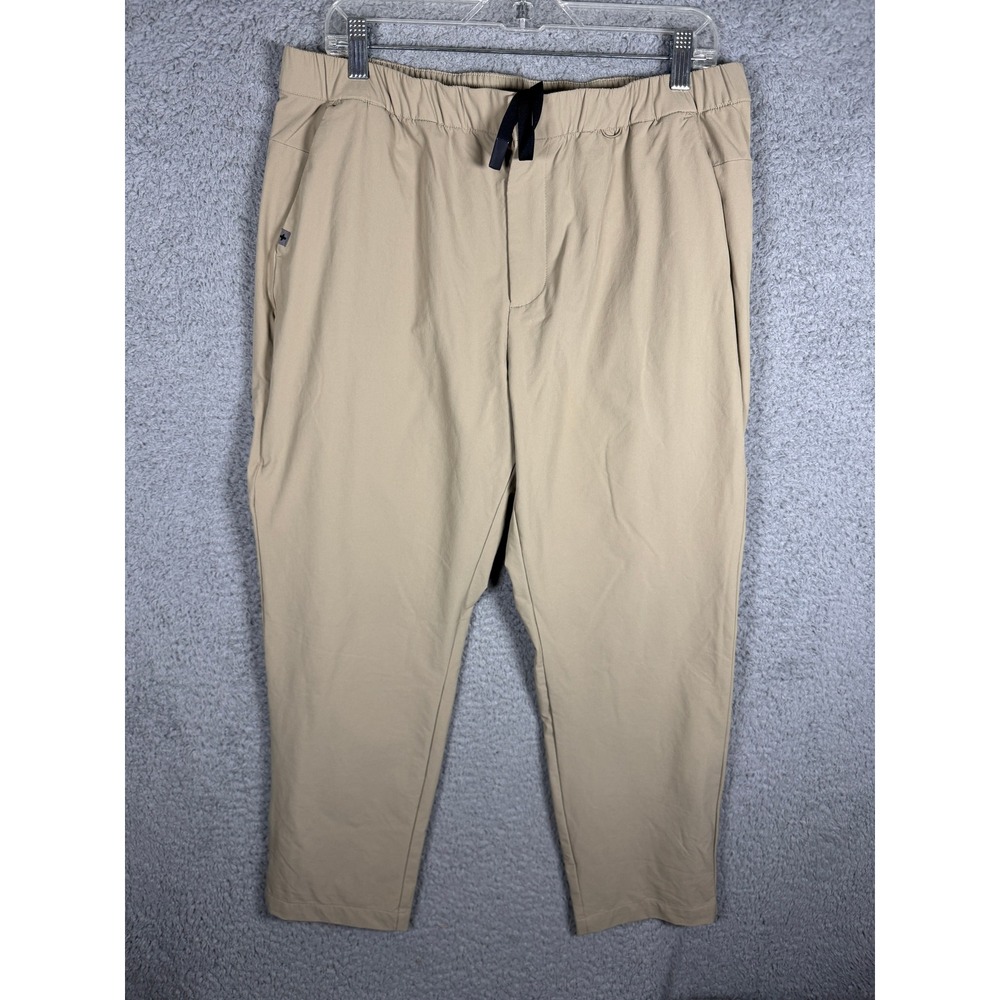 FIGS PRO Mens Scrub Pants Large Short Tan Khaki Elastic Waist Stretch Medical